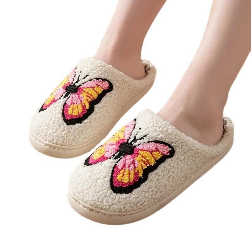 Schmetterling Handtuchstickerei Hausschuhe für Zuhause - Snooze Soles