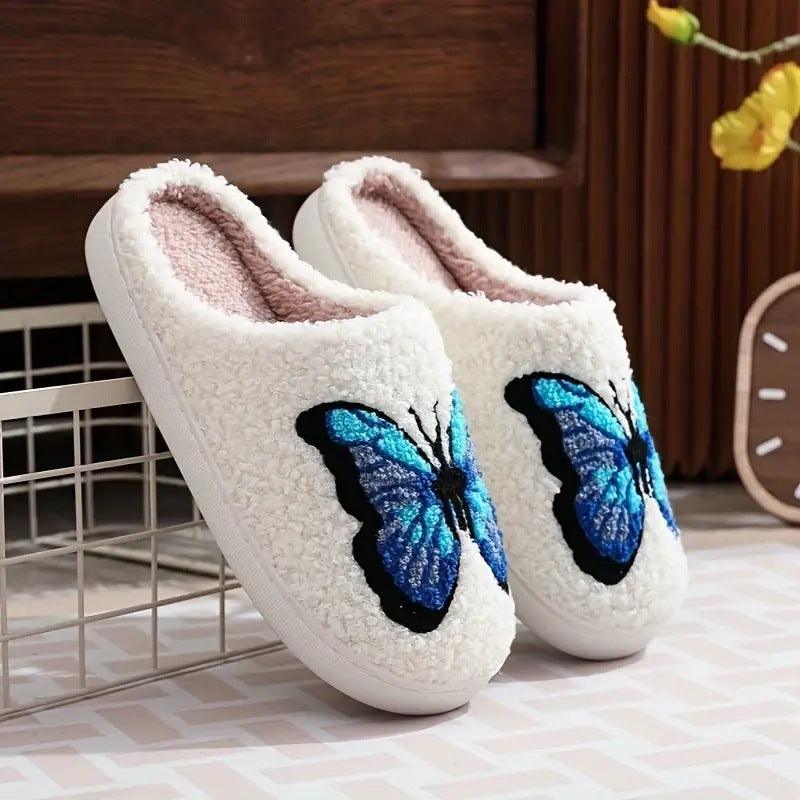 Schmetterling Handtuchstickerei Hausschuhe für Zuhause - Snooze Soles