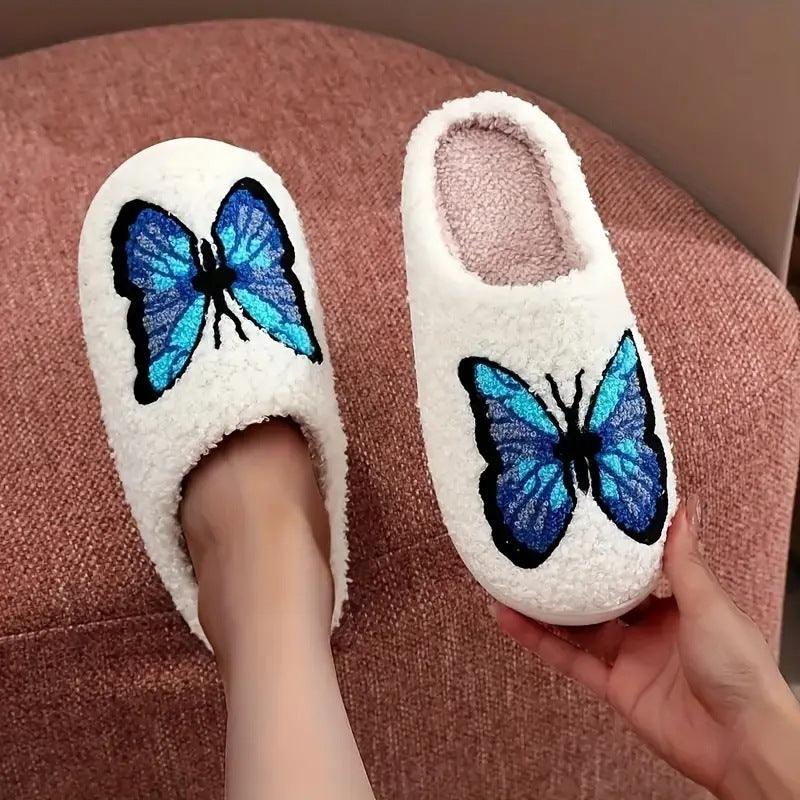 Schmetterling Handtuchstickerei Hausschuhe für Zuhause - Snooze Soles