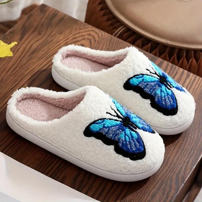 Schmetterling Handtuchstickerei Hausschuhe für Zuhause - Snooze Soles